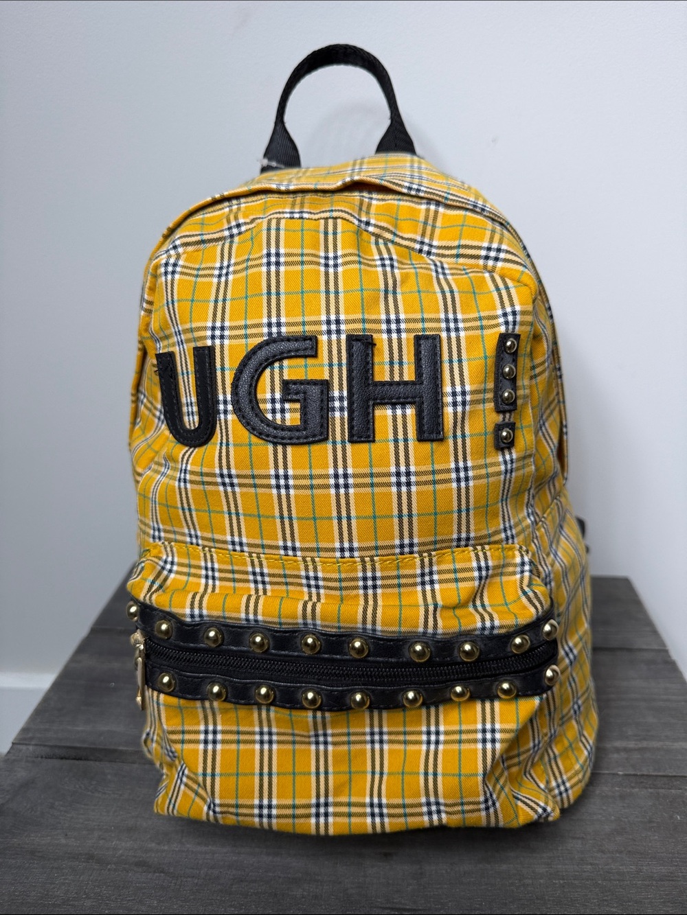 Olivia Miller Clueless Yellow Plaid Studded Backpack